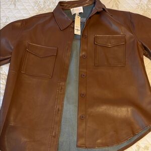Aritzia Brown Leather Jean Jacket